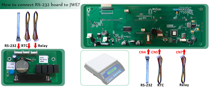 How to Connect RS-232+RTC+Relay board to JWE Weighing Scale