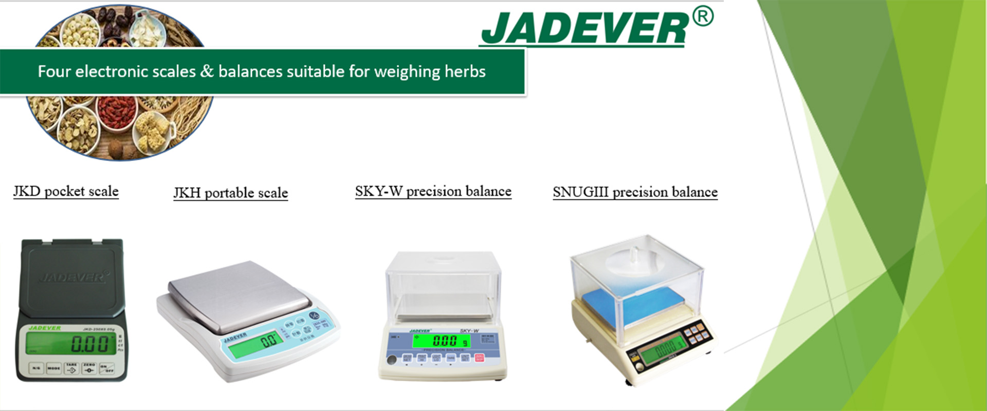 Four electronic scales & balances suitable for weighing herbs
