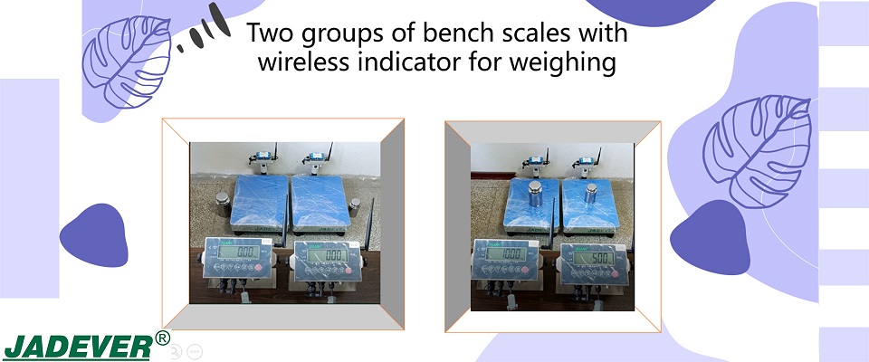 Two groups of bench scales with wireless indicator for weighing