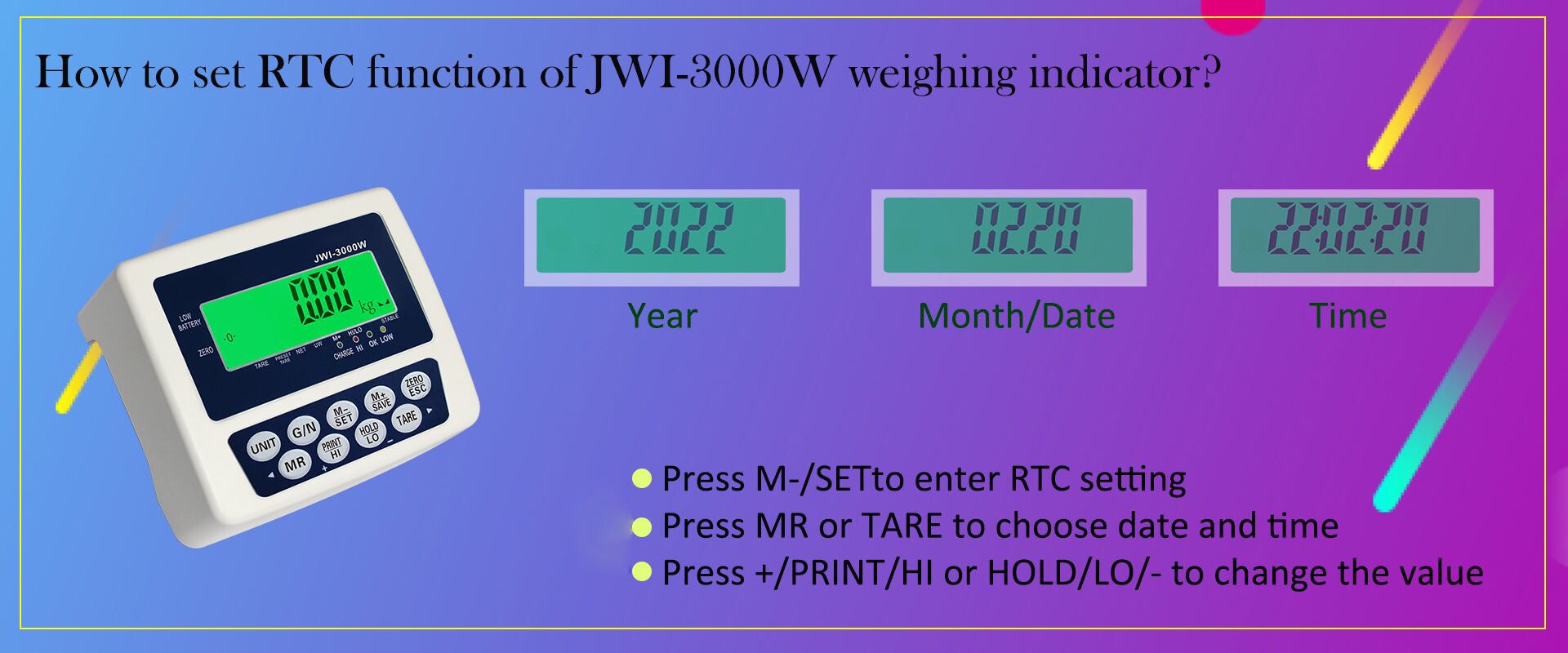 How to set RTC function of JWI-3000W Industrial Weighing Indicator